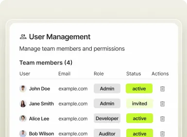 Team user management and roles